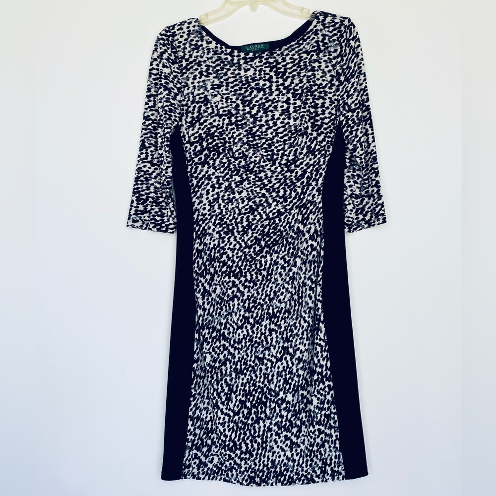 Lauren Ralph Lauren RLR Dress Animal Print Jersey Sheath Bodycon Vintage Size 10 - Picture 3 of 7